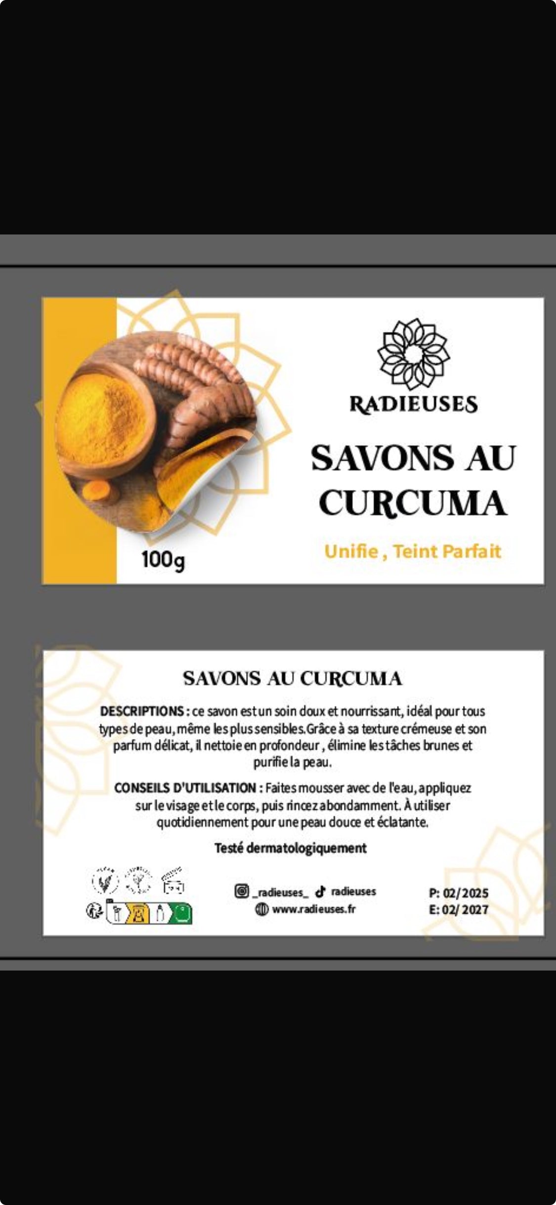 Savon au curcuma RADIEUSES