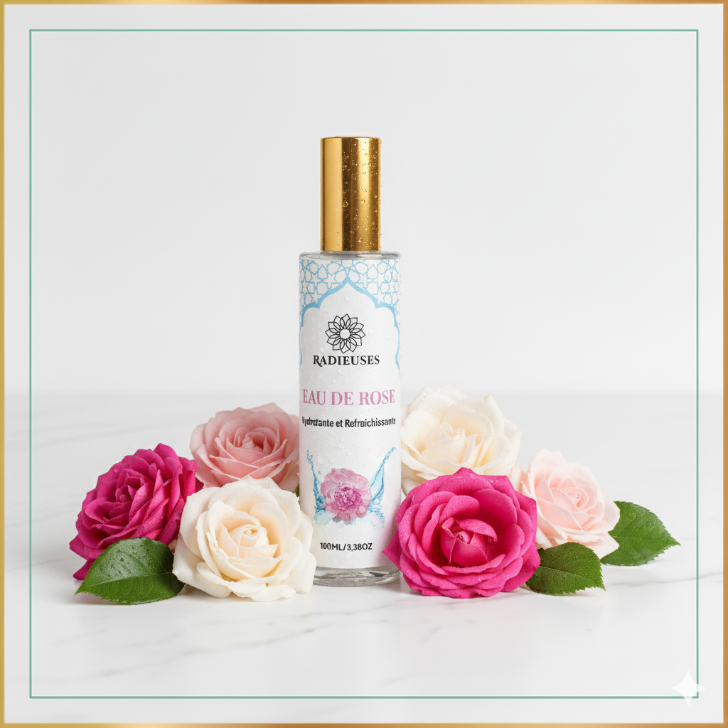 L’eau de rose Radieuses est un soin naturel aux propriétés apaisantes, hydratantes et tonifiantes. Elle équilibre le pH de la peau, resserre les pores et illumine le teint. Adaptée à tous les types de peau, elle calme les rougeurs et rafraîchit instantanément. Idéale aussi pour les cheveux, elle leur apporte douceur et brillance. Polyvalente, elle s’utilise en tonique, en brume ou en base dans des soins naturels.