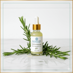 Huile de romarin 30ml, soin capillaire stimulant, flacon pipette dorée, purifie peau