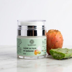 Crème au figue de barbarie 50g, soin régénérant anti-âge, pot métal vert avec figues
