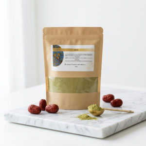 Poudre de Sidr 100g, soin lavant cheveux, sachet kraft, purifie peau et cuir chevelu