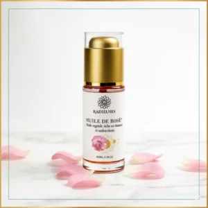 Huile de rose 40ml, soin anti-âge naturel, flacon doré, enrichie en vitamines et antioxydants