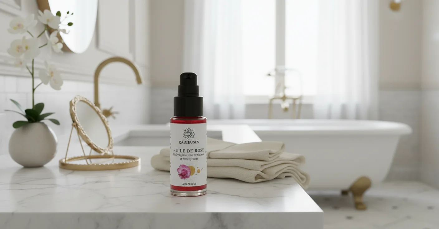 huile de rose dans une salle de bain