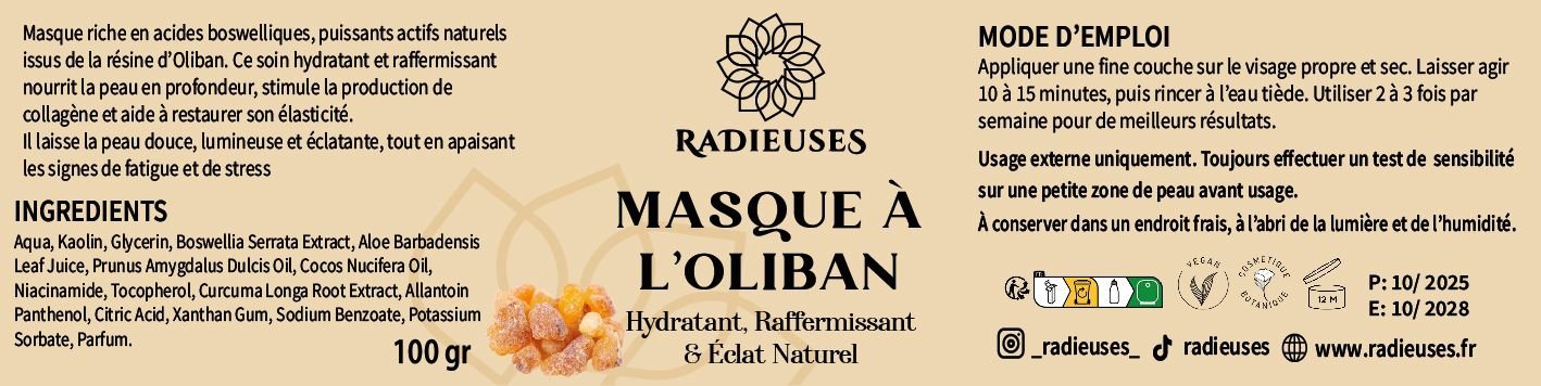 etiquette masque à l'oliban