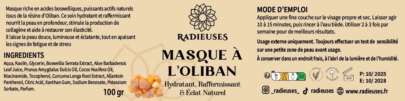 etiquette masque à l'oliban